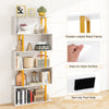 5-tier geometric bookcase with a powder-coated metal frame, featuring easy-to-clean surfaces and non-slip foot pads.