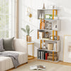 5-tier geometric bookcase in a sleek design, featuring open shelves for plants and crafts, enhancing modern living.