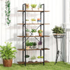 5-tier vintage industrial bookcase in rustic brown with open storage shelves, ideal for books and decor in any room.