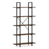 5-tier vintage industrial bookcase in rustic brown with open storage shelves, perfect for living room or study room.