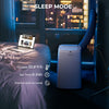 Portable 12000 BTU air conditioner in sleep mode, designed for quiet operation in bedrooms up to 450 sq.ft.