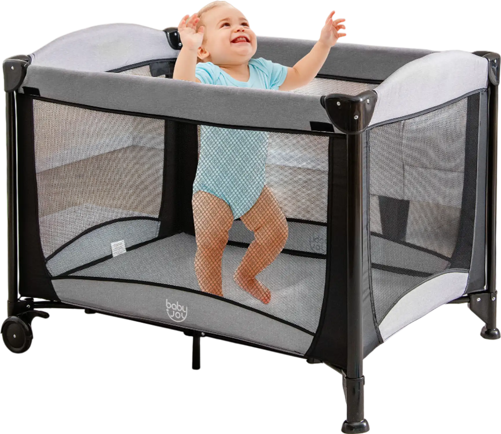 Costway 5-in-1 Portable Baby Playard Cradle Storage Basket Black 29785463 New
