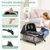 Portable baby playard with cradle and storage basket, featuring adjustable canopy and soft mattress for comfort.