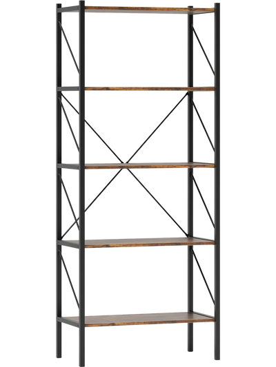 Costway 5-Tier Bookshelf Open Shelves Heavy Duty Metal Frame 162384579 New