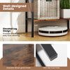 5-tier bookshelf in rustic brown with a sturdy metal frame, elevated design for easy floor cleaning and non-slip foot.