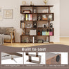 5-tier rustic brown bookshelf with anti-toppling device, ideal for living room or home office storage and display.