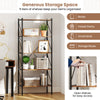 5-tier bookshelf with open shelves in rustic brown, featuring a heavy-duty metal frame for sturdy storage and display.