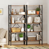 5-tier rustic brown bookshelf with open shelves and heavy-duty metal frame, perfect for living room or study.