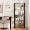5-tier bookshelf with open shelves in rustic brown, featuring a heavy-duty metal frame, ideal for living room or study.