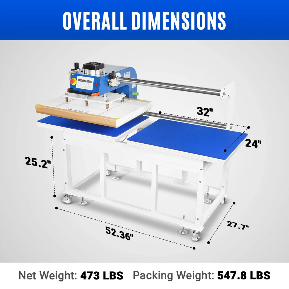 24x32 Inch (60x80cm) Industrial Pneumatic Dual Platen Heat Press - Auto Lift Digital Sublimation Transfer Machine (220V 8HP)