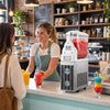 Commercial slushy machine with 15L capacity, designed for easy operation and fast cooling of cold drinks and slushies.