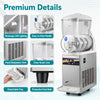 Commercial slushy machine with 507 oz capacity, LED lighting, easy-to-grip handle, and self-cleaning design for convenience.