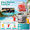 Commercial slushy machine with 15L capacity, easy button control, and rapid freezing for cold drinks and slushies.