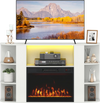 50” white fireplace TV stand features RGB lights, a 23” electric fireplace, and ample storage for living room use.