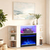 50” white fireplace TV stand featuring RGB lights, 23” electric fireplace, and ample storage for living room decor.