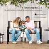 50-inch outdoor metal garden bench with rattan-like backrest, seating 2-3 people, perfect for backyard relaxation.