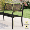 50-inch outdoor metal garden bench with rattan-like backrest, supports 2-3 people, ideal for backyard or garden use.