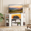 Modern white 50-inch TV stand with RGB lights and removable shelves, providing stylish storage for entertainment essentials.