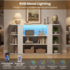 50-inch white TV stand with RGB mood lighting, adjustable shelves, and ample storage for a modern entertainment center.