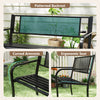 Curved armrests and patterned backrest of the 50-inch black garden bench, designed for comfort and elegance in outdoor.