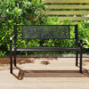 Black 50-inch garden bench with patterned backrest and curved armrests, ideal for outdoor spaces like gardens and.