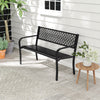 50 Inches Outdoor Garden Bench with Geometric Lattice Backrest and Slatted Seat-Black - Gallery View 1 of 10
