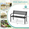 50-inch black outdoor garden bench with geometric lattice backrest, slatted seat, and 790 lbs capacity for patio or.