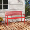 50 Inches Outdoor Garden Bench with Geometric Lattice Backrest and Slatted Seat-Red - Gallery View 1 of 10