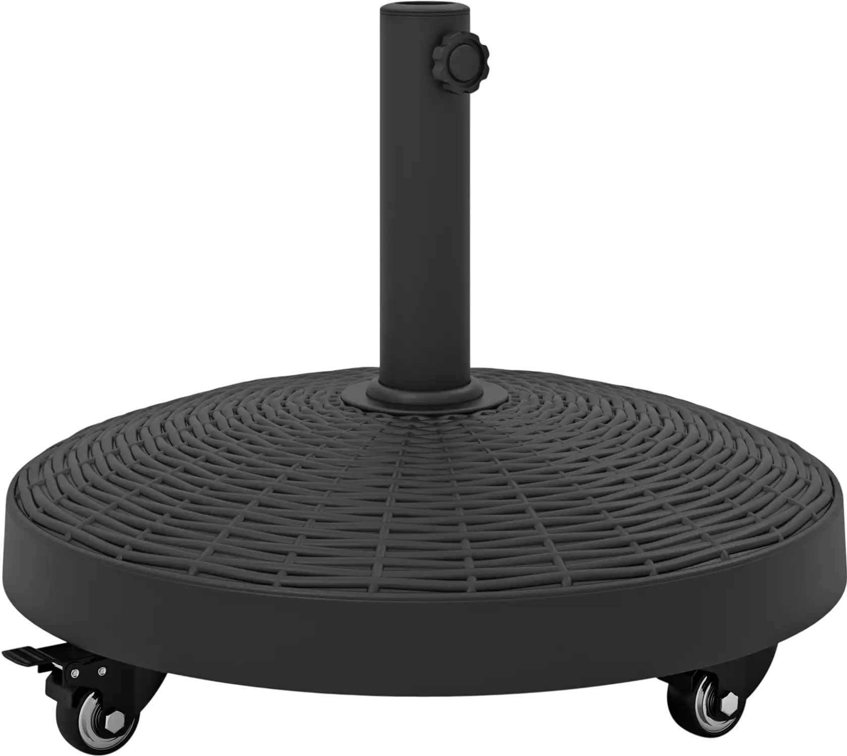 Costway 50 lbs Patio Wicker Style Resin Umbrella Base Stand w/ Wheels 23150786 New