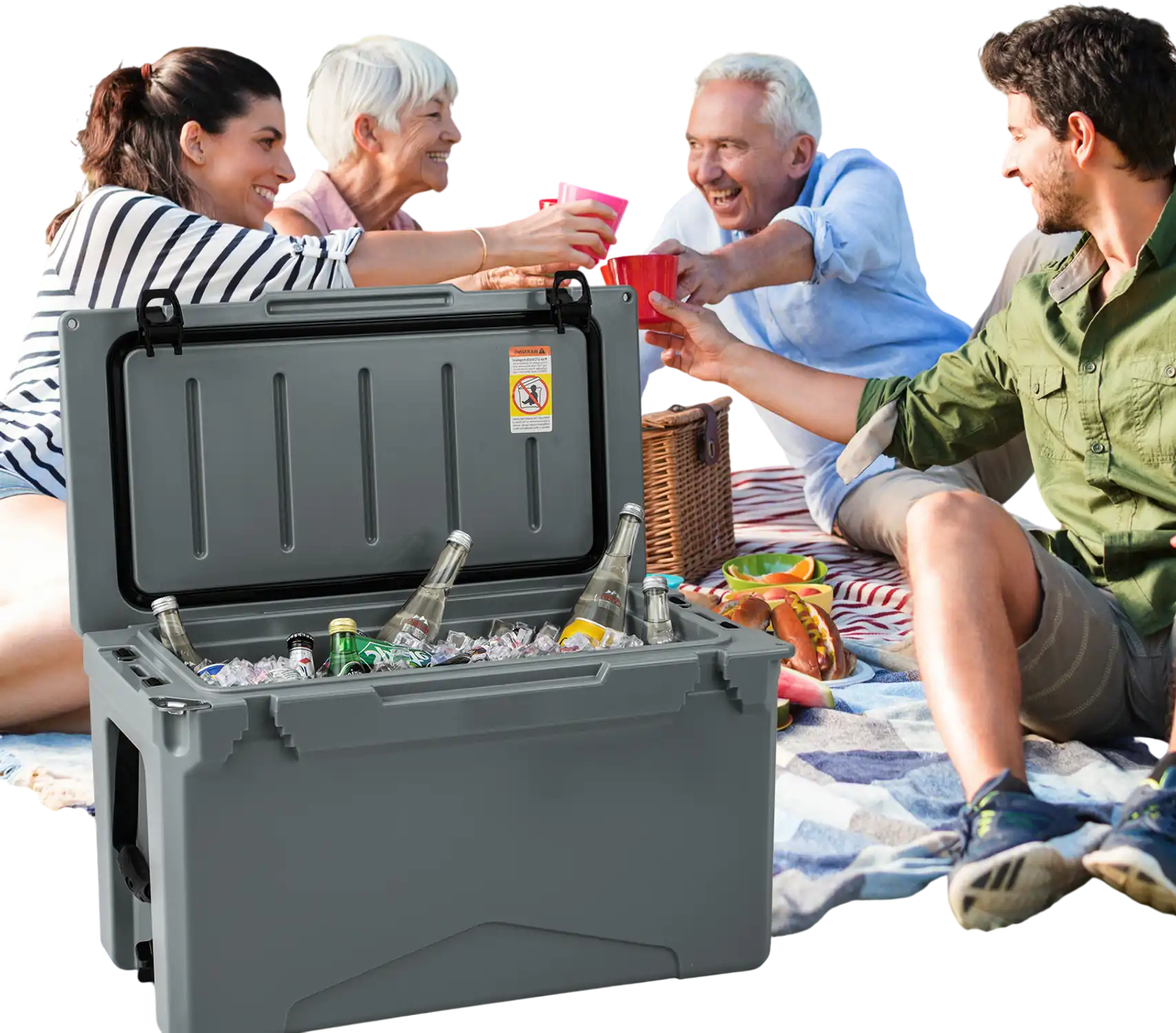 Costway 50 QT Rotomolded Insulated Portable Ice Chest Cooler Gray 37251984 New