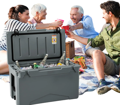 Costway 50 QT Rotomolded Insulated Portable Ice Chest Cooler Gray 37251984 New