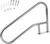 Stainless steel pool handrail with mount base plate, 50 x 30 inches, ideal for water parks and pool safety.