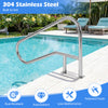 Curved 50 x 30 inch pool handrail made of rust-resistant 304 stainless steel for secure support at swimming pools.