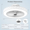 19-inch white ceiling fan with light, 7 blades, low-profile design, adjustable brightness, ideal for rooms up to 215.