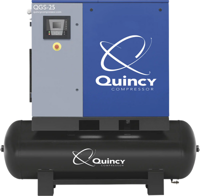 Quincy Compressor QGS Rotary Screw Air Compressor 208/230/460V 3-Phase, 25 HP, 99 CFM, 132 Gallon New