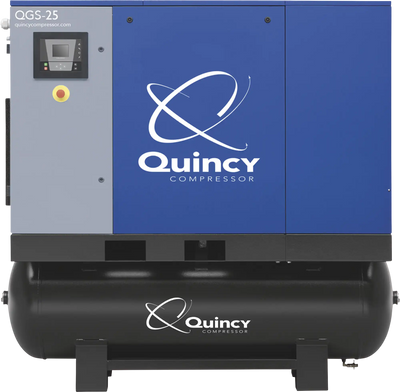 Quincy Compressor QGS Rotary Screw Air Compressor 208/230/460V 3-Phase, 30 HP, 113.8 CFM, 132 Gallon New