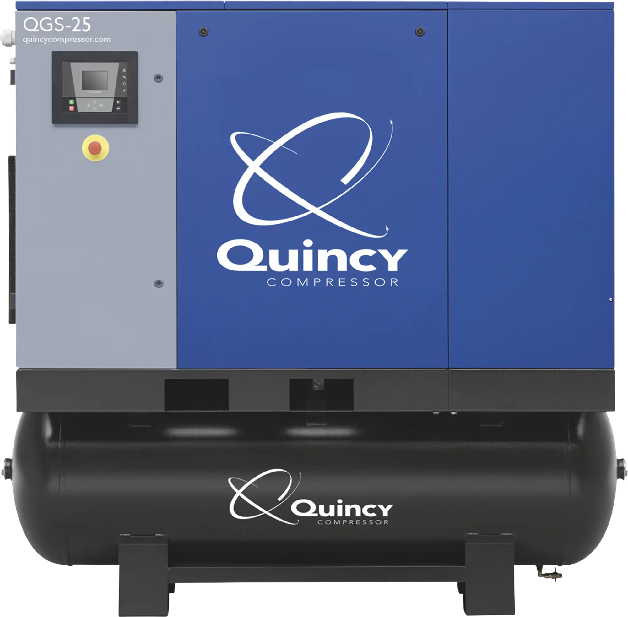 Quincy Compressor QGS Rotary Screw Air Compressor with Dryer 30 HP, 125 PSI, 132-Gal. Tank, 113.8 CFM, 460V, 3-Phase New