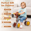 Baby balance bike with a cute horse head design, sturdy carbon steel frame, and EVA foam wheels for safe indoor and.