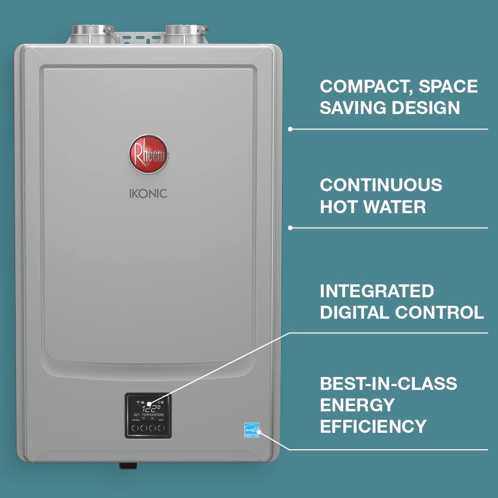 Rheem IKONIC RTGH-SR11I 11.2 GPM Indoor Tankless Gas Water Heater w/ Recirc  Pump Super High-Efficiency Condensing New