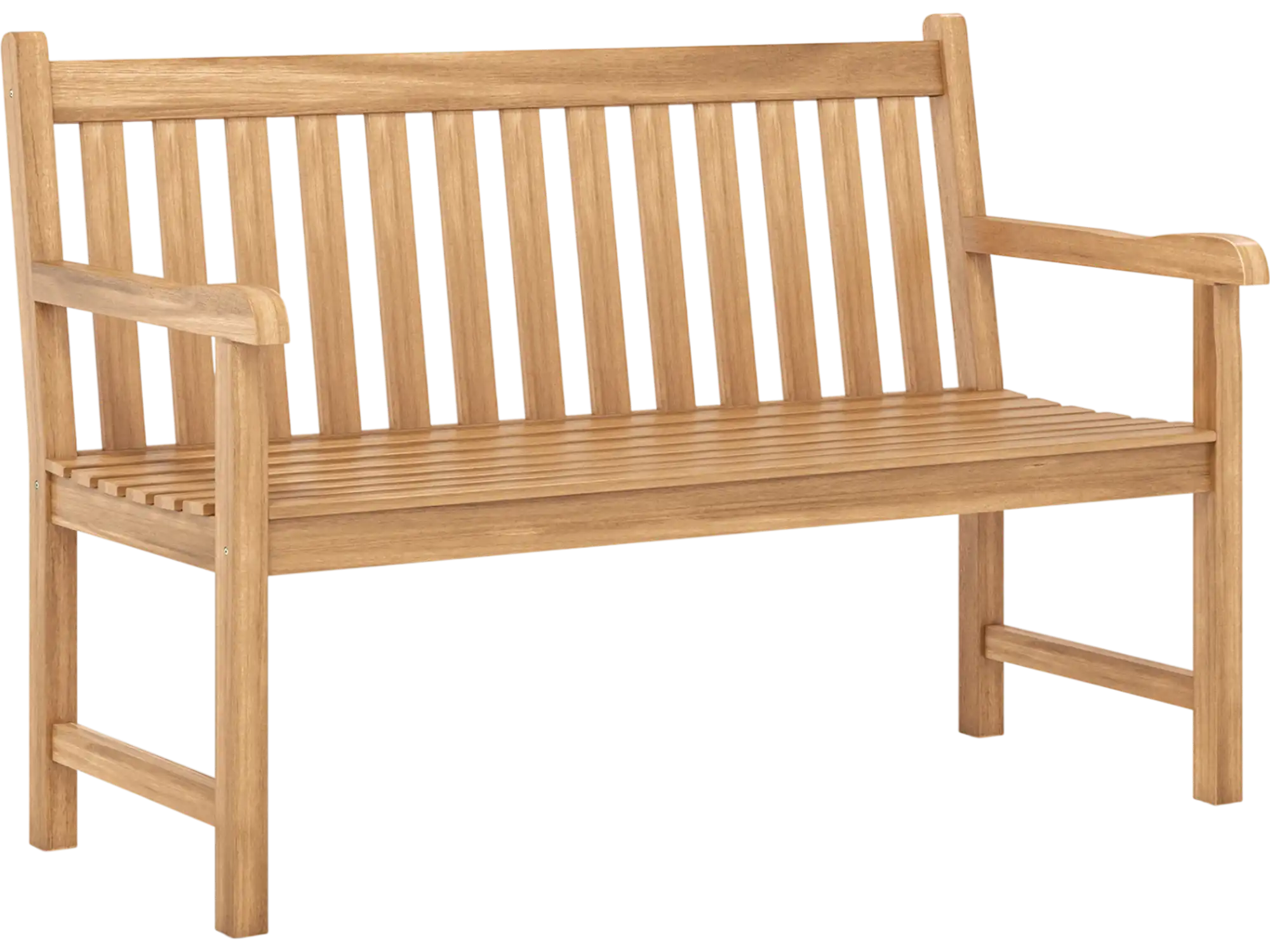 Costway Teak Outdoor Porch Garden Patio Bench 3-Seat w/ Armrests 51/62