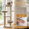 51" carpeted cat tree in beige with plush perches, perfect for indoor cats to relax and play.