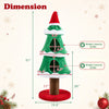 Christmas cat tree with two cozy condos, scratching post, and plush fabric in a festive green design, 51 inches tall.