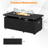 51-inch black propane fire pit table with tempered glass wind guard, ideal for warmth and style on your patio.