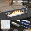 51-inch propane fire pit table with tempered glass wind guard and 50,000 BTU heat output for stylish outdoor warmth.