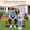 Acacia wood 2-seater outdoor bench with slatted seat, perfect for patio relaxation and sturdy enough for 800 lbs.