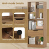 Tall freestanding bookcase with 7 open cubes and a drawer, featuring a natural finish and anti-fall guard for stability.
