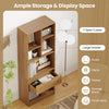 Tall freestanding bookcase with 7 open cubes and large drawer, perfect for books and decor in a modern living space.