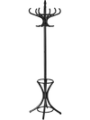 Black wood standing coat rack with umbrella stand, featuring 12 hooks and a stylish design for entryways and living.