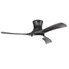 52-inch black flush mount ceiling fan with LED light and 3 wood blades, ideal for living rooms and bedrooms.