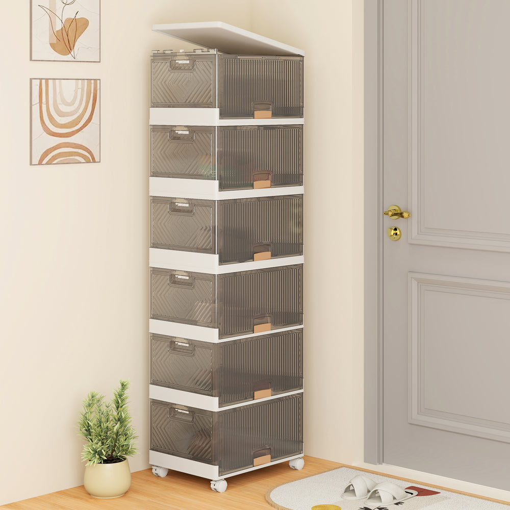 3/4/5/6-Cube Stackable Storage Bins with Detachable Wheels-6 Cube - Gallery View 1 of 9